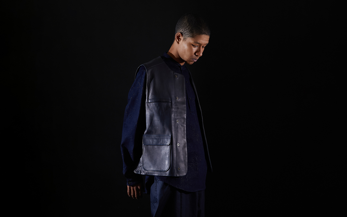 インディゴシープレザーベスト