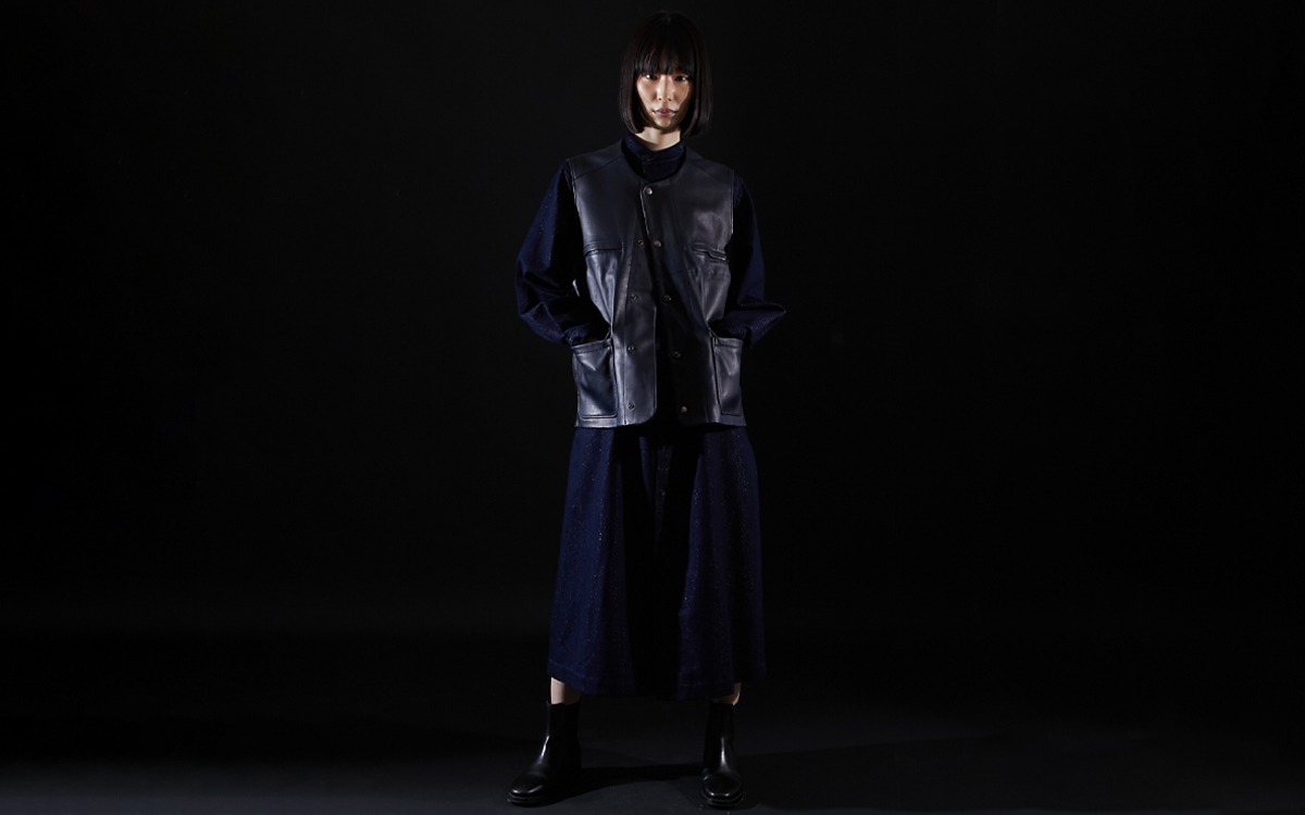 インディゴシープレザーベスト