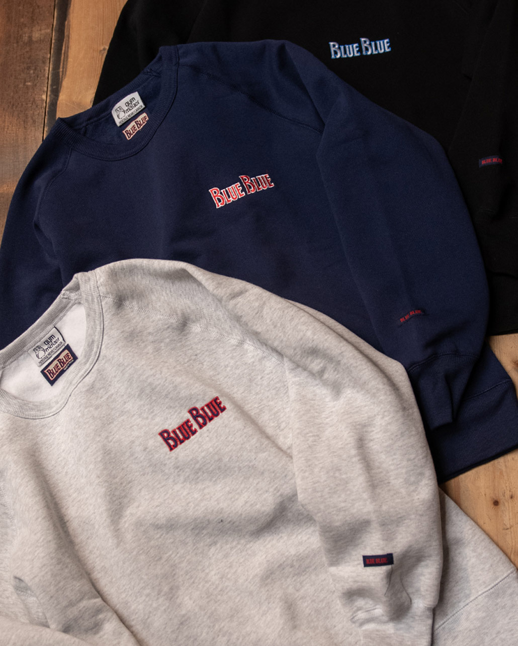FLEECE LINING SWEAT CREWNECK | BLUE BLUE | ブルーブルー