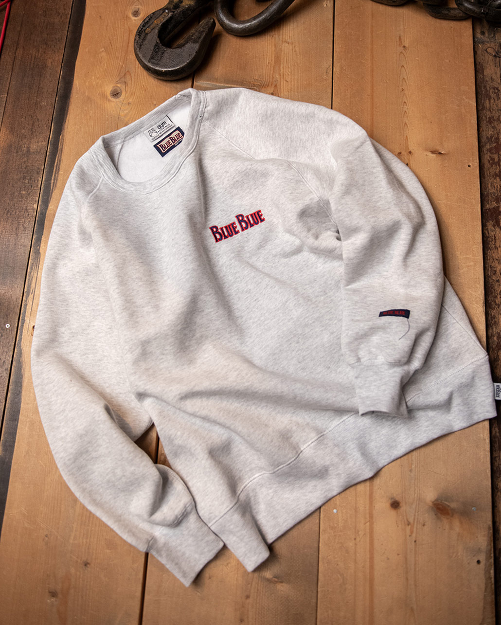 FLEECE LINING SWEAT CREWNECK | BLUE BLUE | ブルーブルー