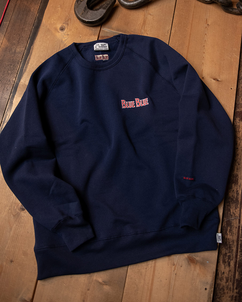 FLEECE LINING SWEAT CREWNECK | BLUE BLUE | ブルーブルー