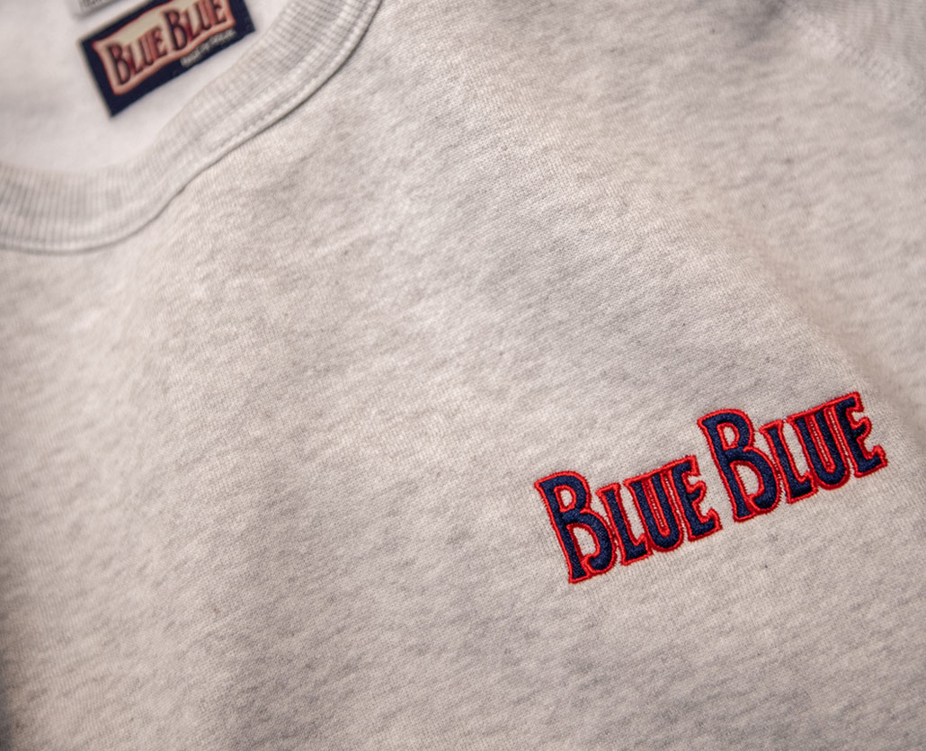 FLEECE LINING SWEAT CREWNECK | BLUE BLUE | ブルーブルー