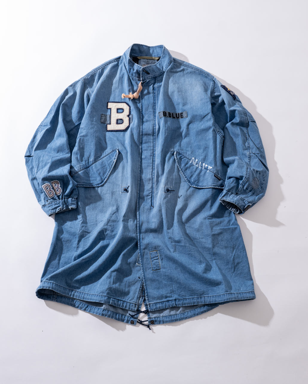 JACQUARD DENIM ATTACHMENT FISHTAIL COAT　シルエット | BLUE BLUE | ブルーブルー