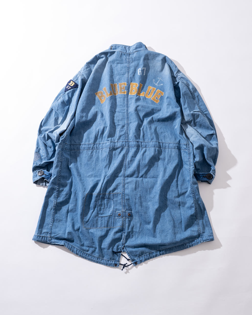 JACQUARD DENIM ATTACHMENT FISHTAIL COAT　シルエット | BLUE BLUE | ブルーブルー