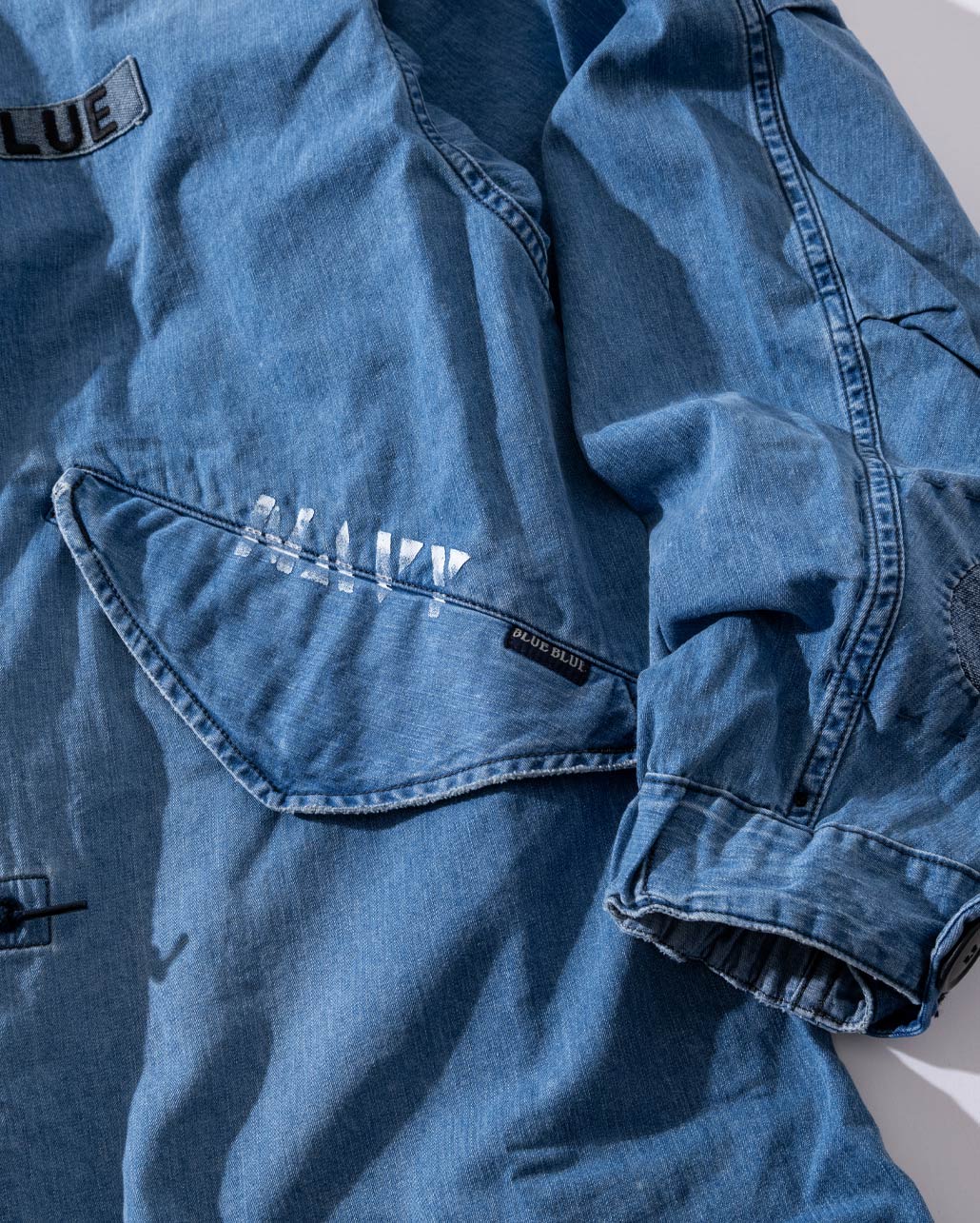 JACQUARD DENIM ATTACHMENT FISHTAIL COAT　シルエット | BLUE BLUE | ブルーブルー