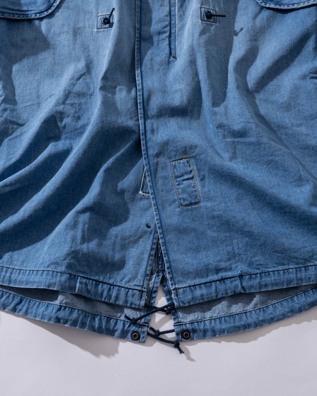 JACQUARD DENIM ATTACHMENT FISHTAIL COAT　シルエット | BLUE BLUE | ブルーブルー