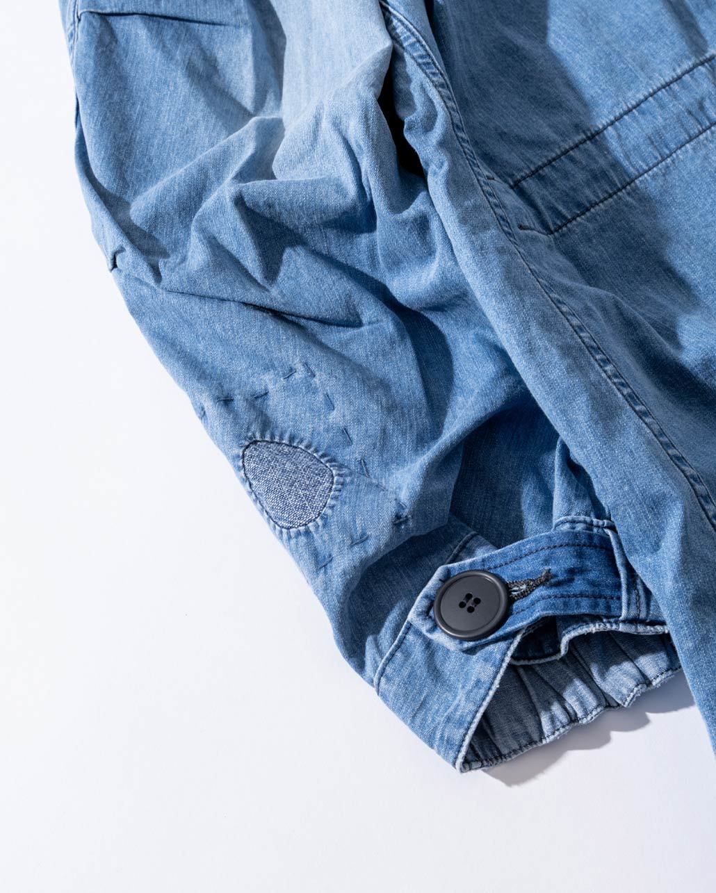 JACQUARD DENIM ATTACHMENT FISHTAIL COAT　シルエット | BLUE BLUE | ブルーブルー