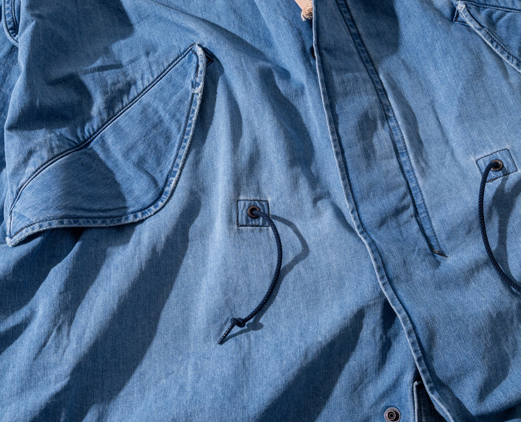 JACQUARD DENIM ATTACHMENT FISHTAIL COAT　マテリアル | BLUE BLUE | ブルーブルー