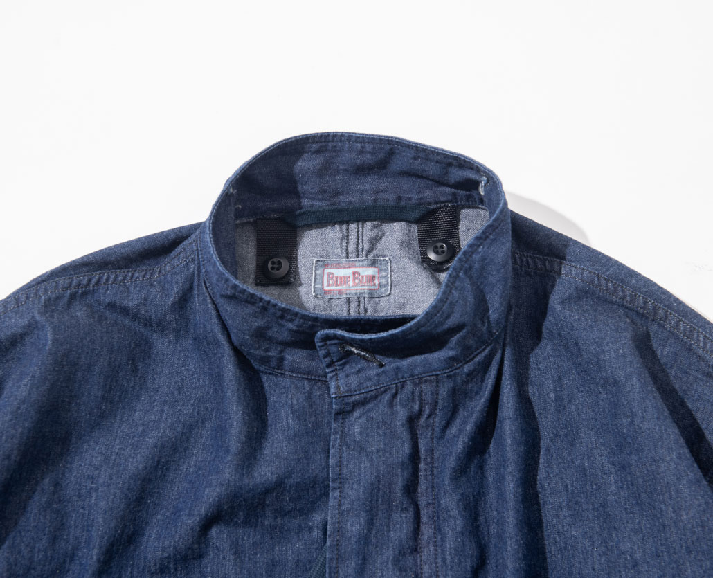 JACQUARD DENIM FISHTAIL COAT | BLUE BLUE | ブルーブルー