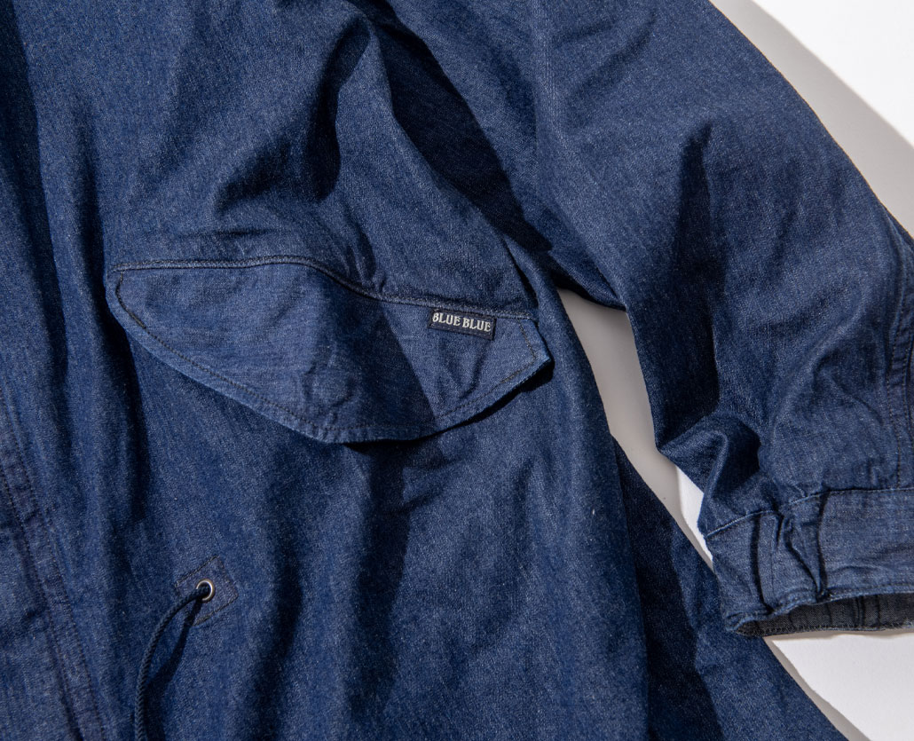 JACQUARD DENIM FISHTAIL COAT | BLUE BLUE | ブルーブルー