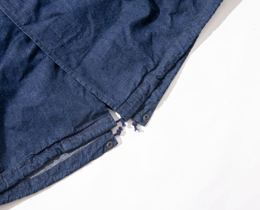 JACQUARD DENIM FISHTAIL COAT | BLUE BLUE | ブルーブルー