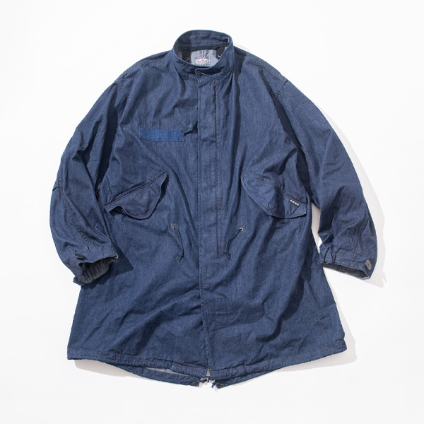 JACQUARD DENIM FISHTAIL COAT | BLUE BLUE | ブルーブルー