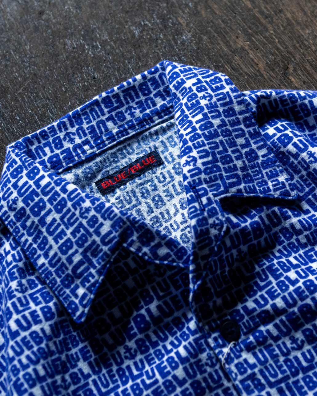 RANDOM BLUE PRINT FLANNEL PAJAMA SHIRTT | BLUE BLUE | ブルーブルー