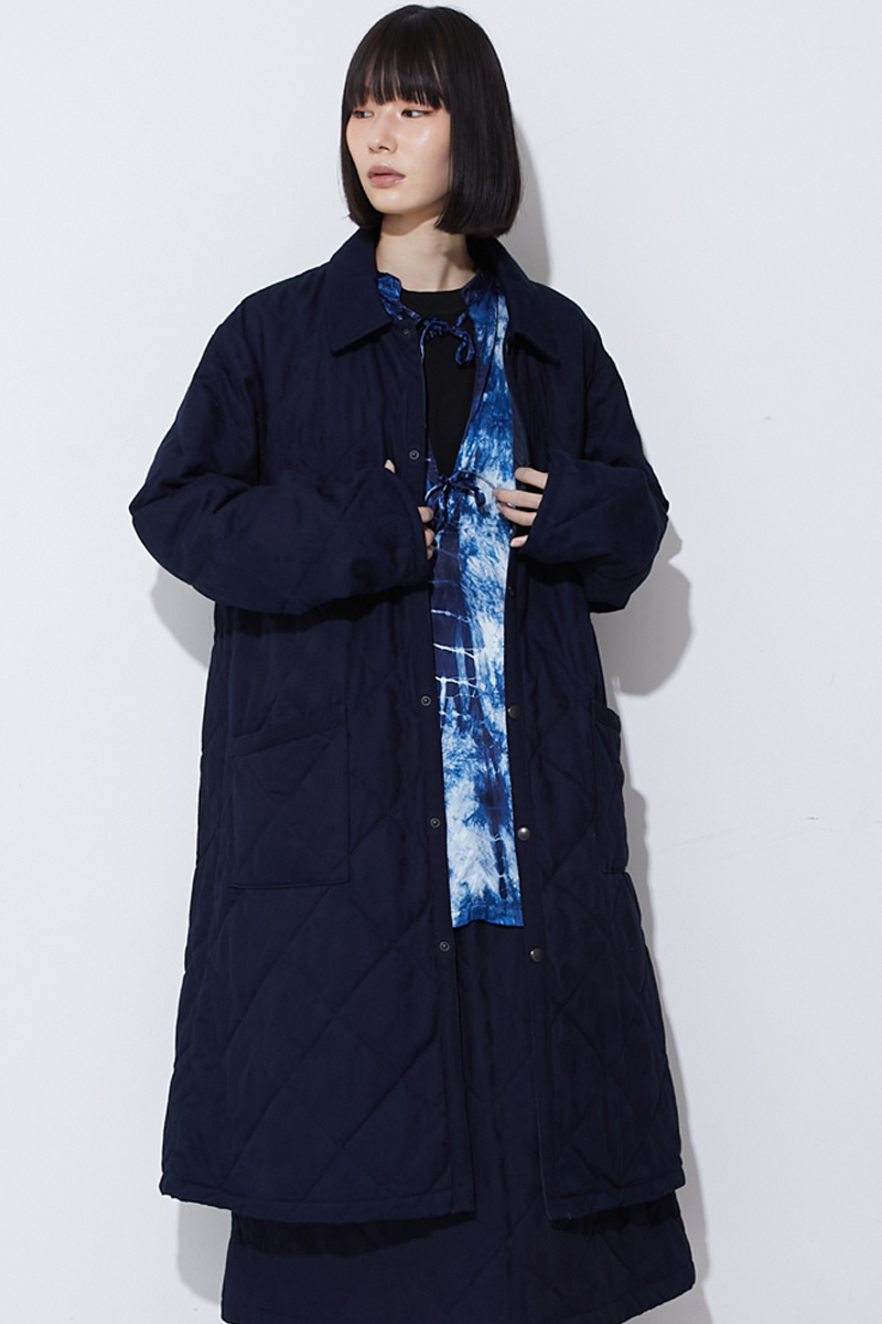 インディゴツジガハナ キルティングコート