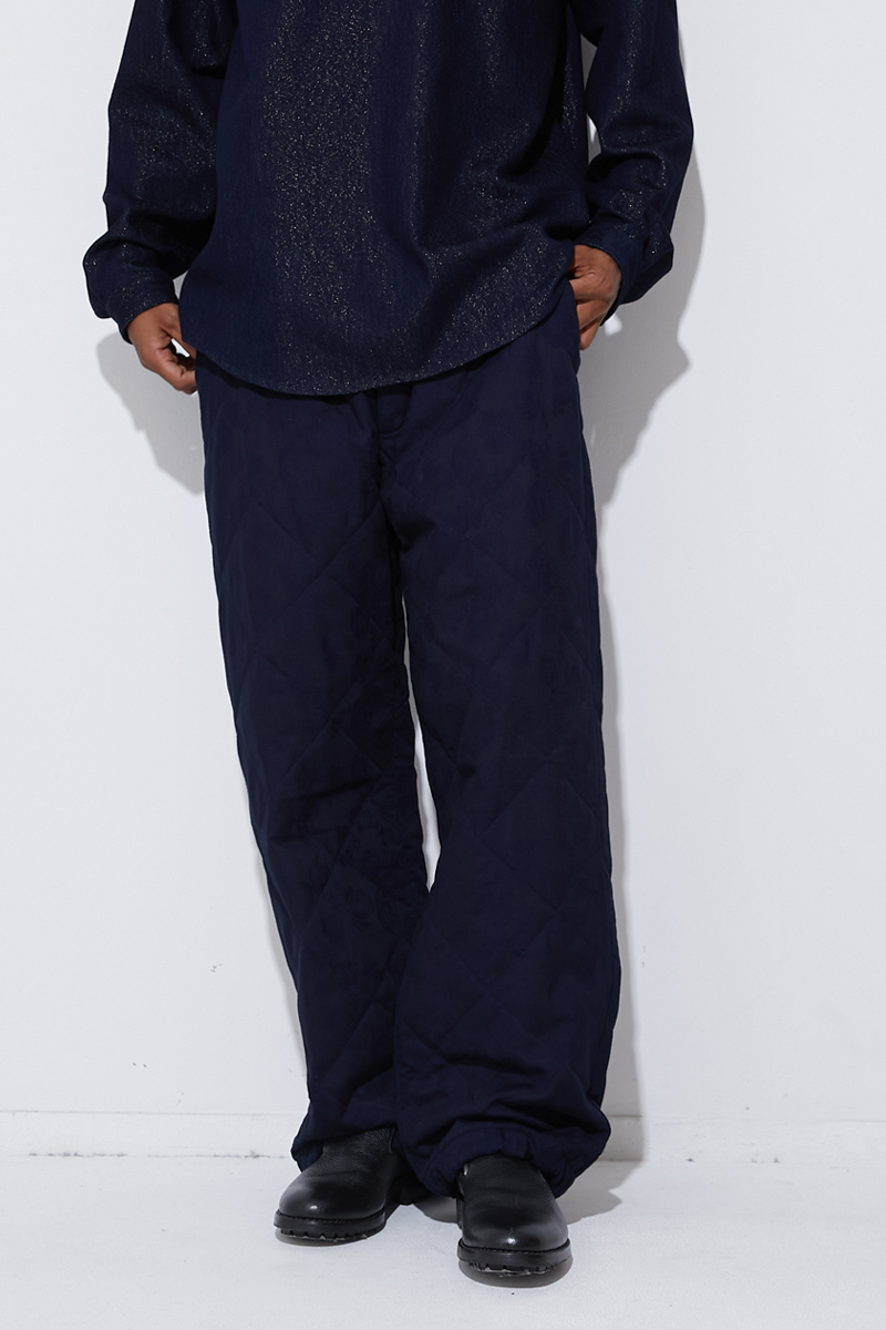 インディゴツジガハナ キルティングパンツ