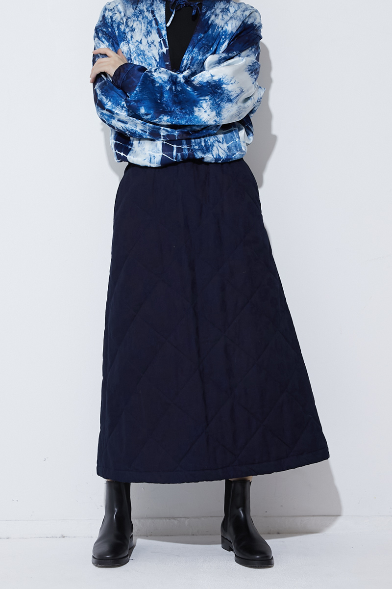 インディゴツジガハナ キルティングスカート