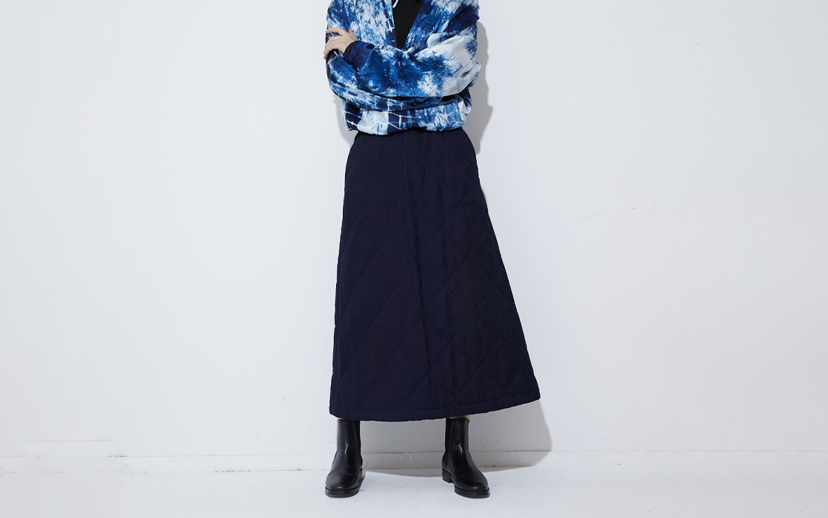 インディゴツジガハナ キルティングスカート