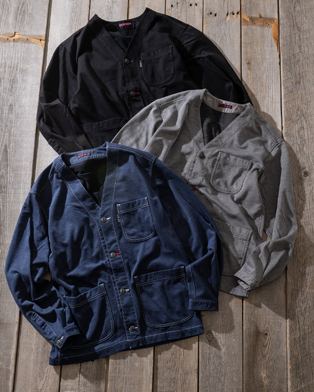 FLEECE LINED TWILL JERSEY SHIRT CARDIGAN　シルエット | BLUE BLUE | ブルーブルー