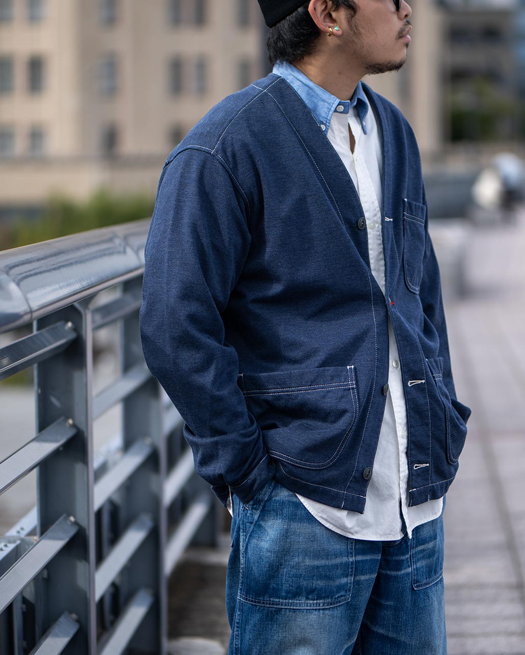 FLEECE LINED TWILL JERSEY SHIRT CARDIGAN　マテリアル | BLUE BLUE | ブルーブルー