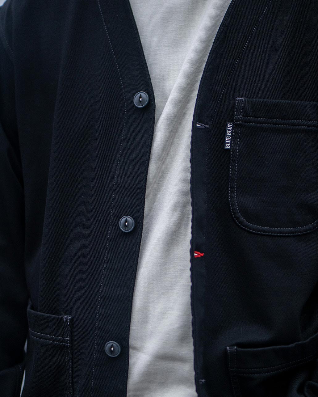 FLEECE LINED TWILL JERSEY SHIRT CARDIGAN　マテリアル | BLUE BLUE | ブルーブルー