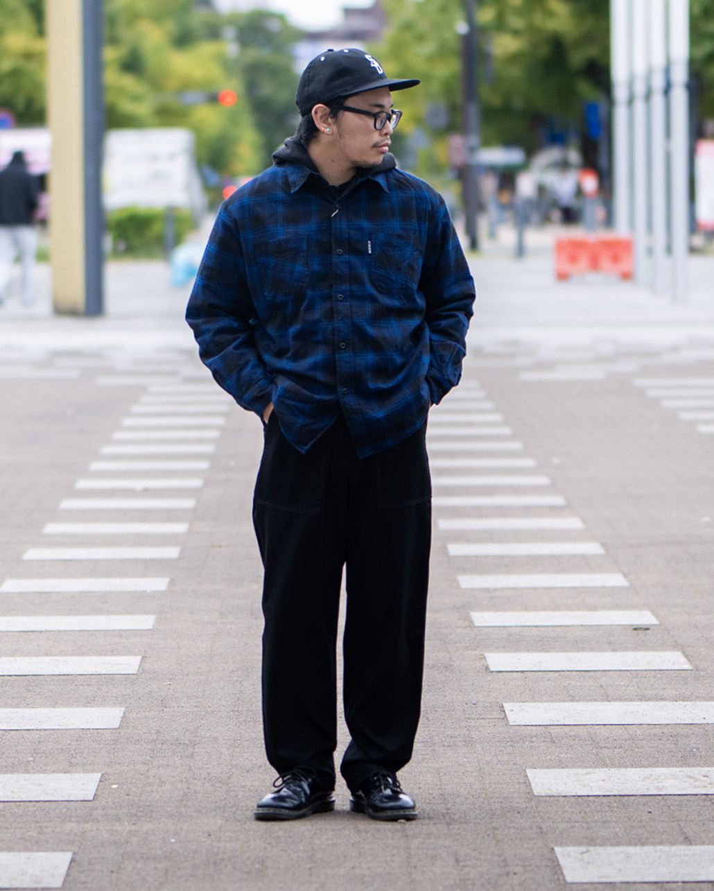 FLEECE LINED TWILL JERSEY WORK TROUSERS | BLUE BLUE | ブルーブルー