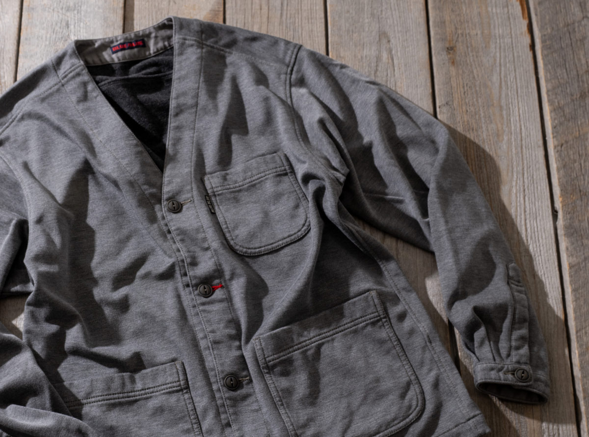 FLEECE LINED TWILL JERSEY SHIRT CARDIGAN | BLUE BLUE | ブルーブルー