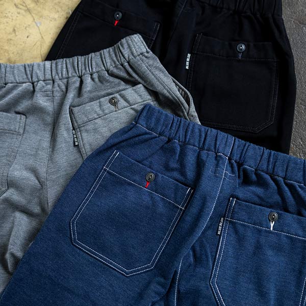 FLEECE LINED TWILL JERSEY WORK TROUSERS | BLUE BLUE | ブルーブルー