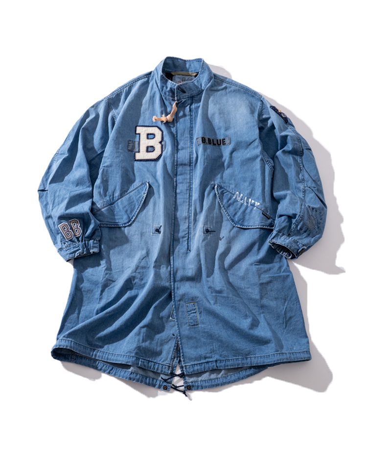 BlueBlue インディゴキャンバス キッコウバッセンフィッシュテールコート BlueBlue インディゴキャンバス キッコウバッセンフィッシュテール