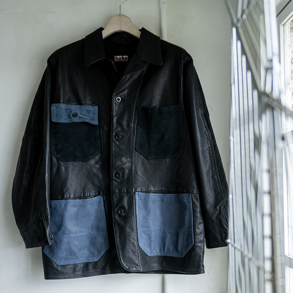 INDIGO SWITCH LEATHER COVERALL | BLUE BLUE | ブルーブルー