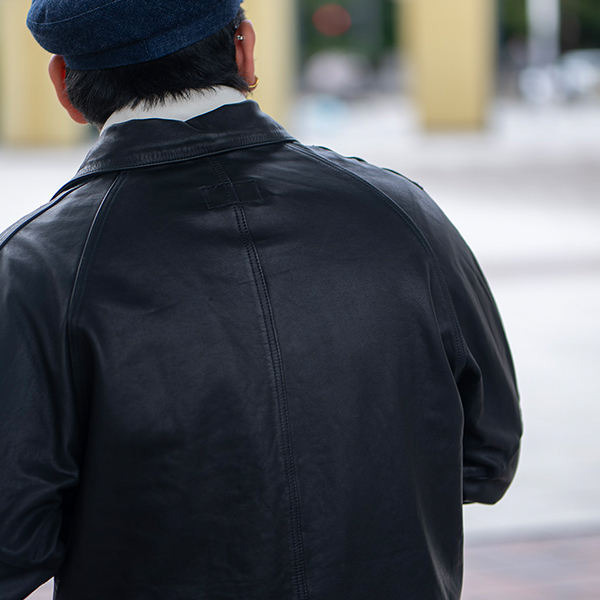 INDIGO SWITCH LEATHER COVERALL | BLUE BLUE | ブルーブルー