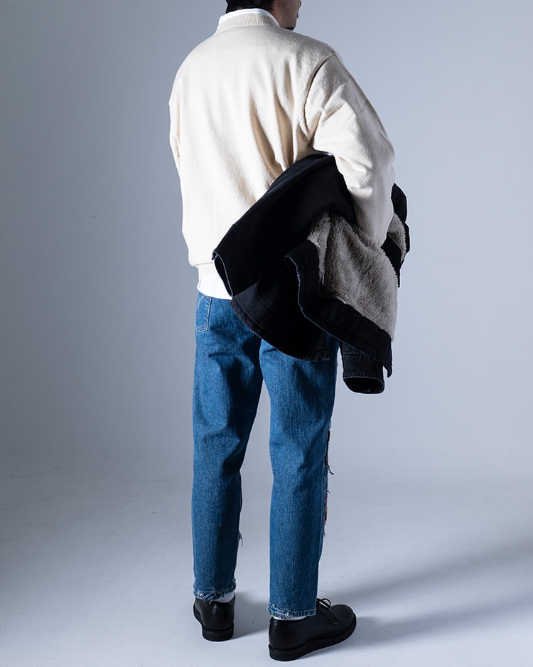 ランダムチェック パッチワーク ジーンズ