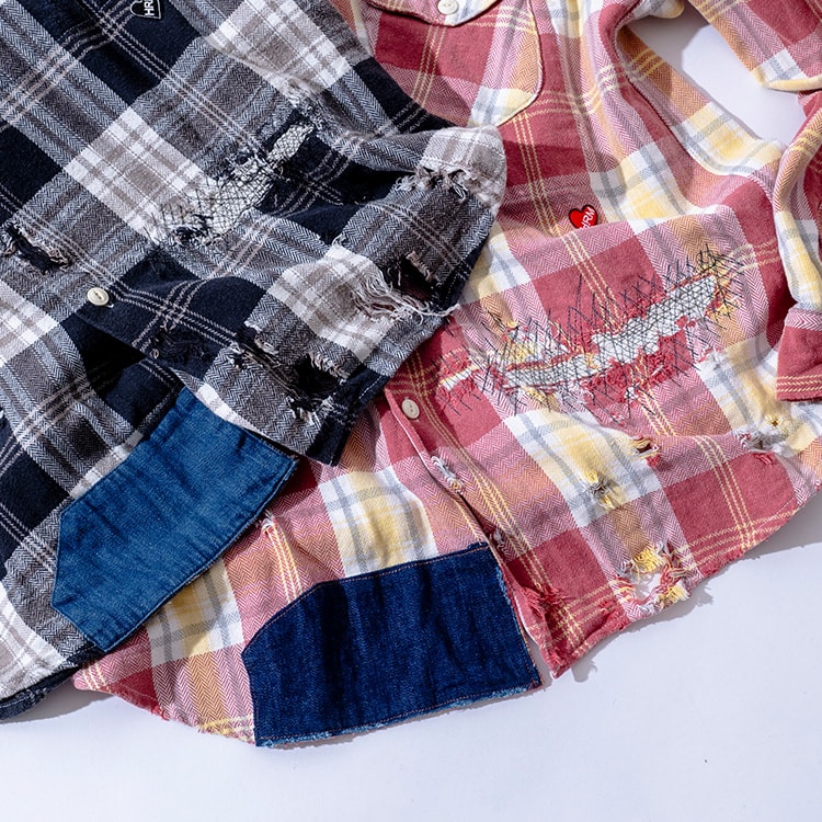 WORN OUT REMAKE ネルチェックシャツ