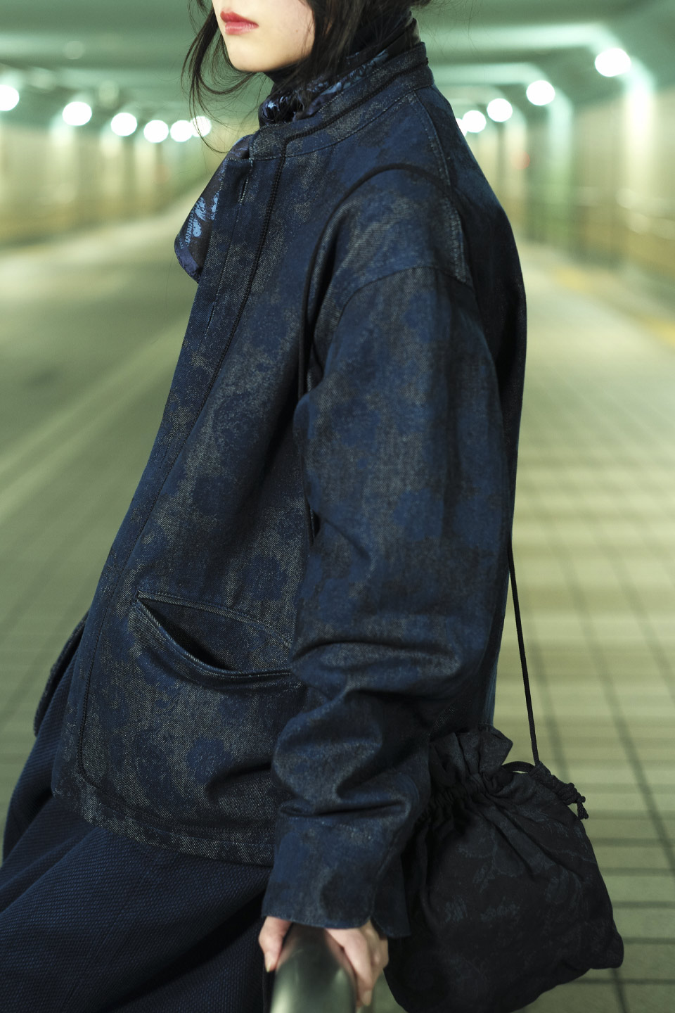 チャクバツデニムツジガハナ スタンドカラージャケット