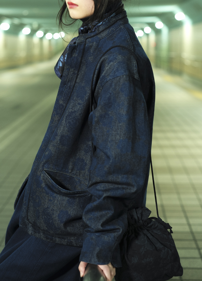 チャクバツデニムツジガハナ スタンドカラージャケット