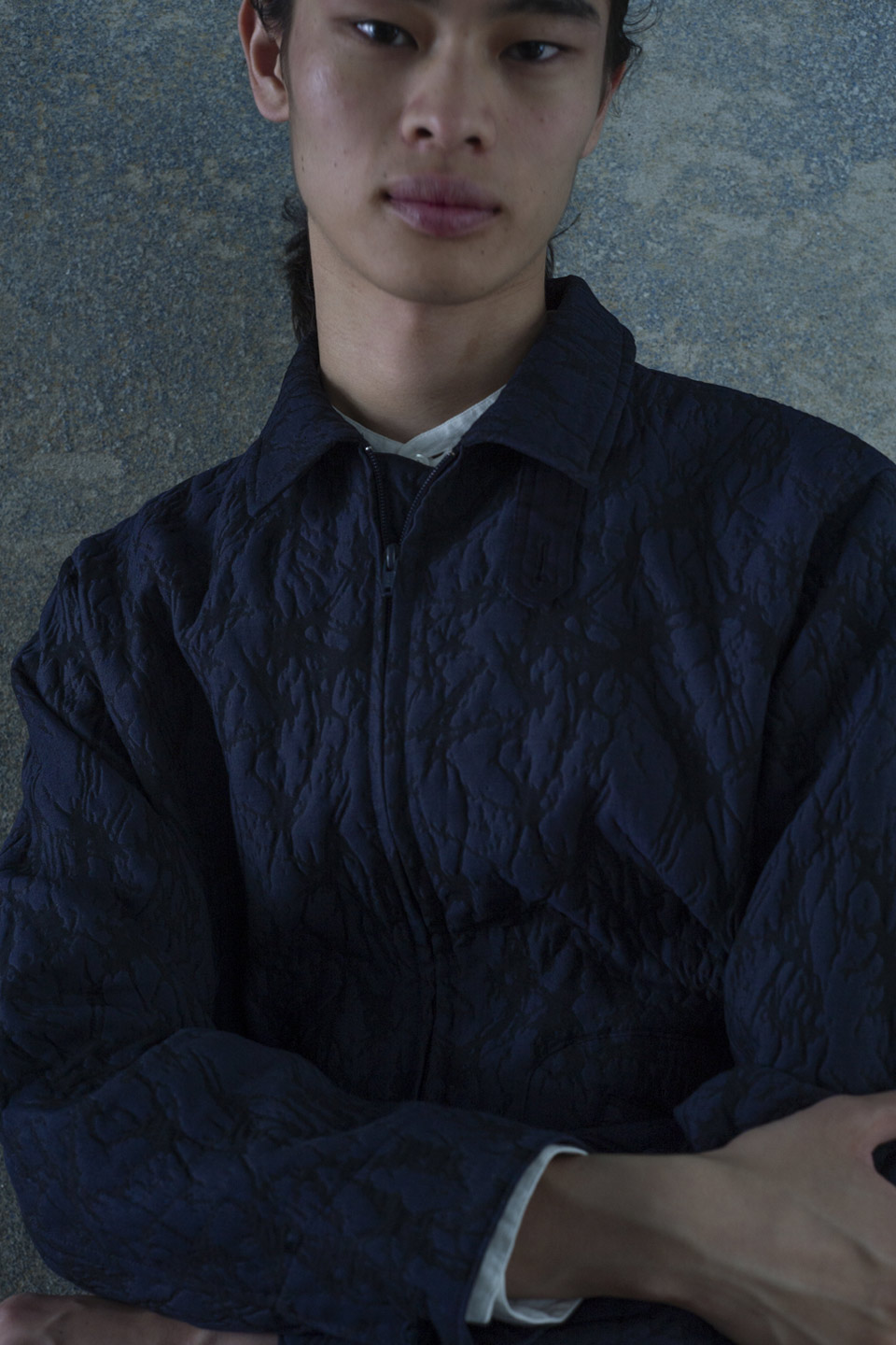 ガラスジャカード ジップアップジャケット