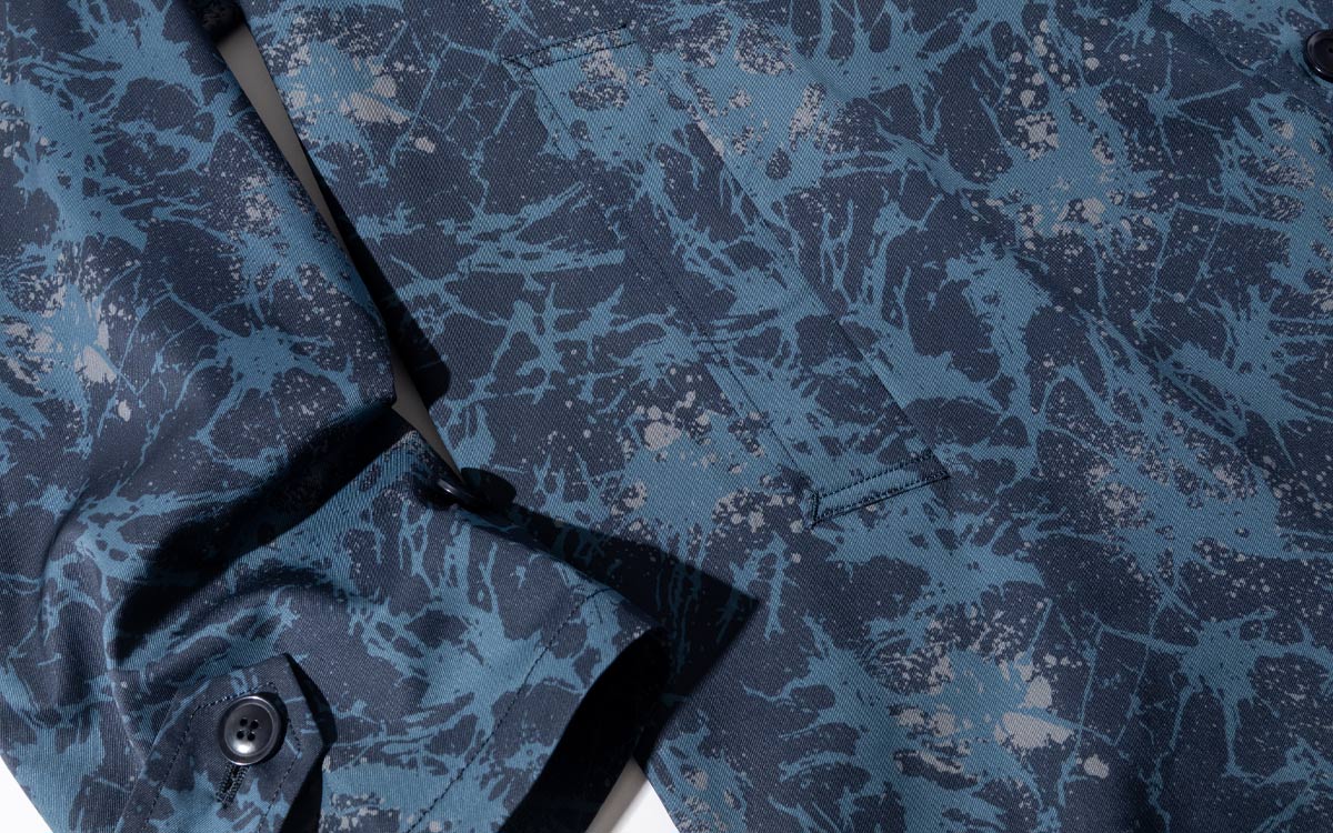 ショウカテンシャガラスプリント チェスターコート