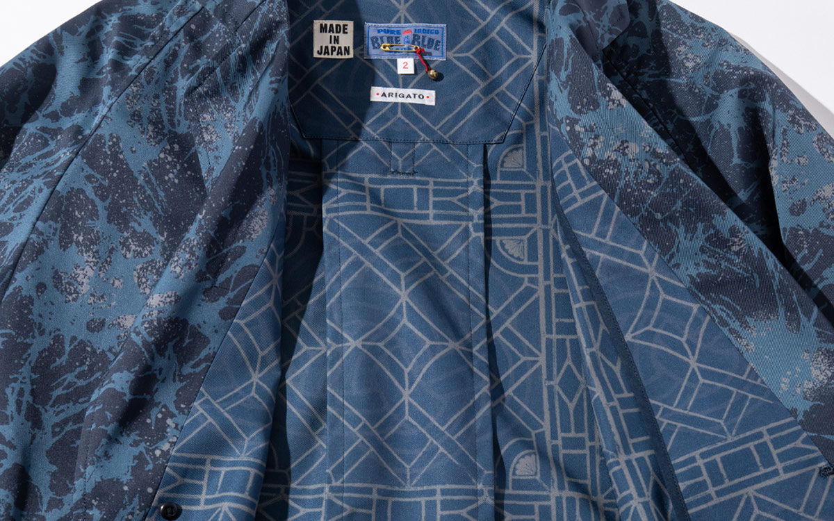 ショウカテンシャガラスプリント チェスターコート