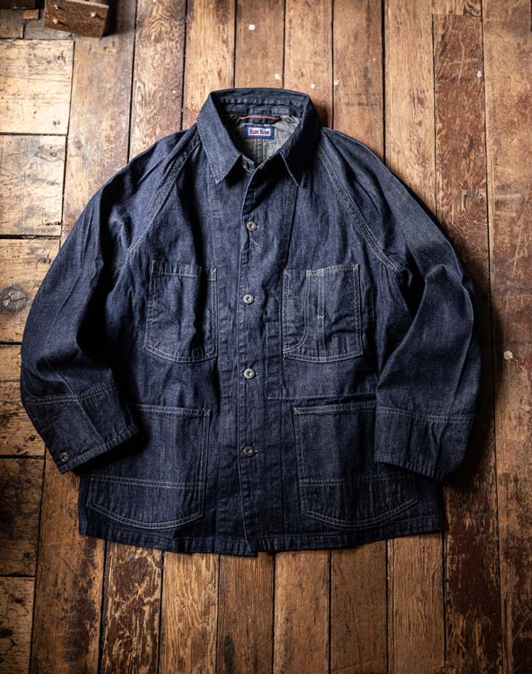 JK101 セルビッチライトデニム ラグランスリーブカバーオール | BLUE BLUE | ブルーブルー