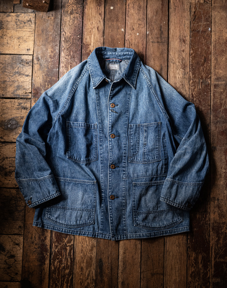 JK101 セルビッチライトデニム ヴィンテージウォッシュ ラグランスリーブカバーオール | BLUE BLUE | ブルーブルー