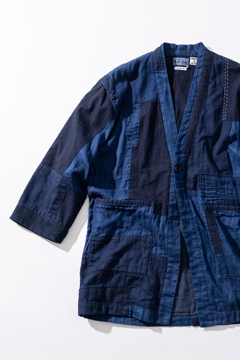 靛藍亞麻羽織 | BLUE BLUE JAPAN JAPAN | Blue nenrin patchwork Japan